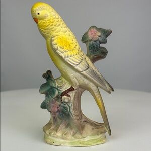Vintage Wales Yellow Parakeet Ceramic Figurine Made in Japan